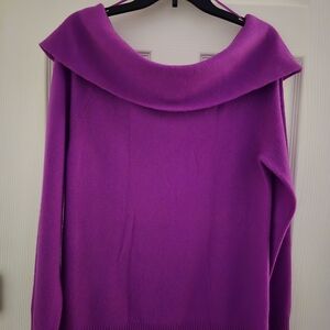 Hot Pink/Purple Cashmere Cowl Neck Sweater